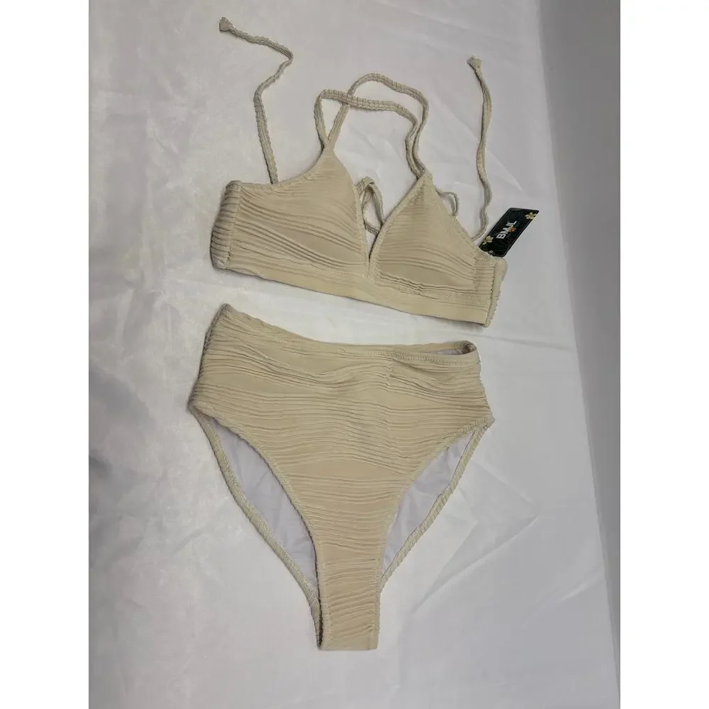 BMJL women’s High waisted bathing suit Bikini set V neck tie back sz small New - Picture 5 of 7